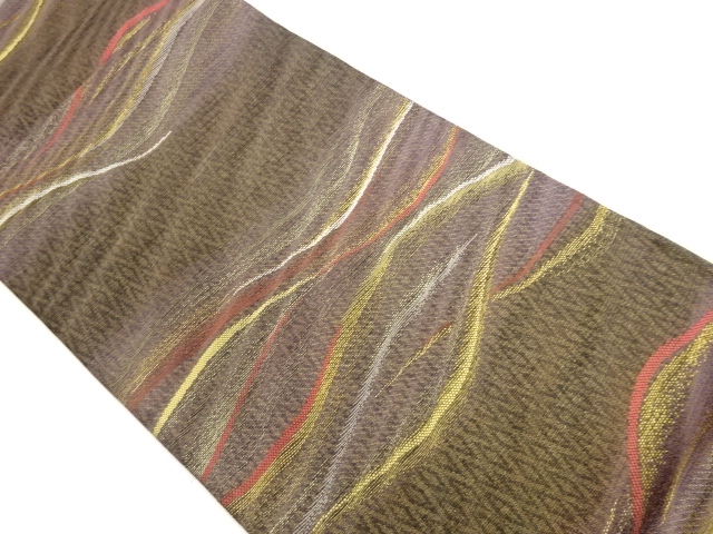 JAPANESE FUKURO OBI / KIN-TOSHI / WOVEN WAVY STRIPE